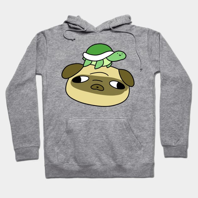 Pug Face and Little Turtle Hoodie by saradaboru